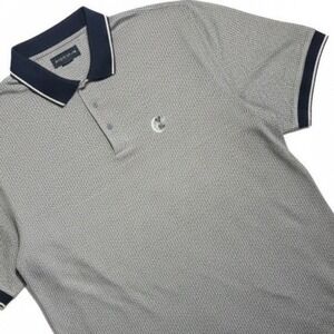 IZOD Club Mens Polo Shirt Grey Micro Pattern Short Sleeve Button Neck Size XL